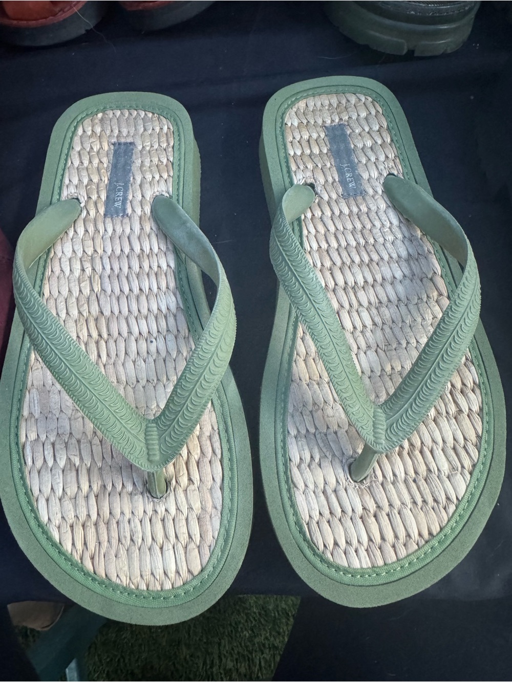 J. Crew Olive Green Kids' Woven Flip Flop Sandals